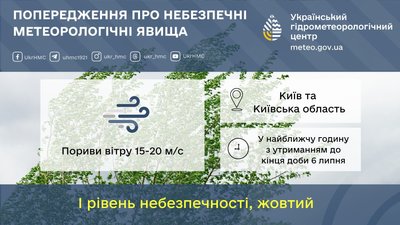 Головна 18 Синоптики попереджають мешканців Києва та прилеглих районів про штормовий вітер.