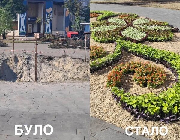 На місці воронки знову розцвіли квіти. У Дарницькому районі відновили клумбу, зруйновану ворогом (фото)