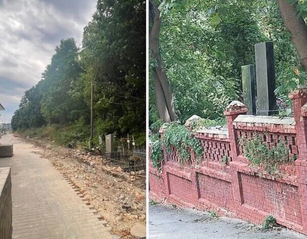 Старовинну цегляну огорожу на Байковому цвинтарі демонтували (фото)